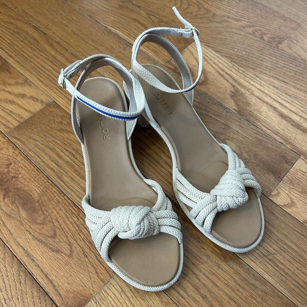 Rothys The Knot Sandal Wedge Block Heel Shoes Size 8.5